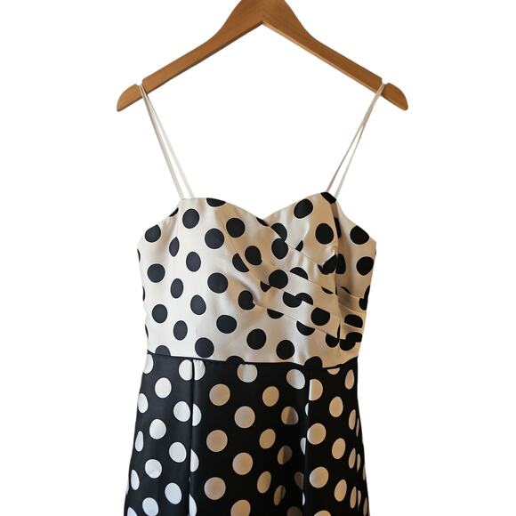Adrianna Papell sz 12 black white polka dot halter strapless gown dress new - Picture 4 of 11